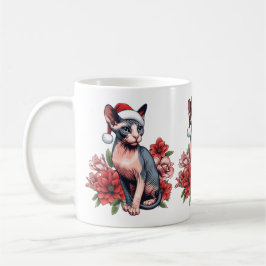 De Café Caneca | Sphynx Cat Natal Vestindo um Santa Hat