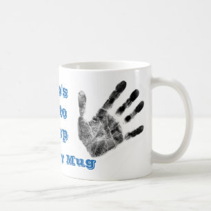 De Café Caneca suja do handprint, mecânico, forense,