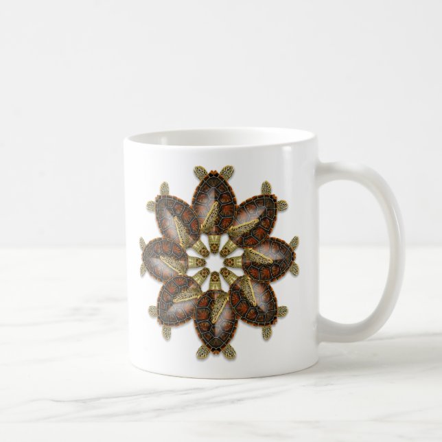 De Café Caneca Tartaruga Verde Kaleidoscópica (Direita)