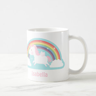 De Café Caneca Unicórnio Voador Fofo e Meninas Arco-Íris