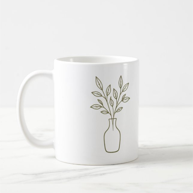 De Café Caneca Vaso e Folhas (Esquerda)