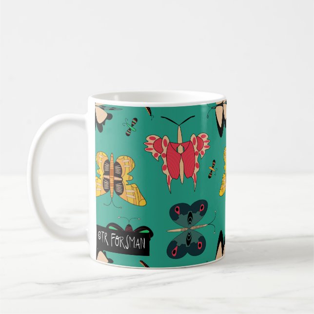 De Café Caneca verde das borboletas geométricas (Esquerda)