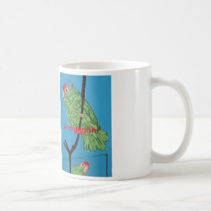 De Café caneca verde do papagaio