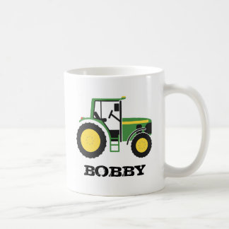 De Café Caneca verde do trator com nome