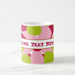 De Café Caneca verde e cor-de-rosa das flores
