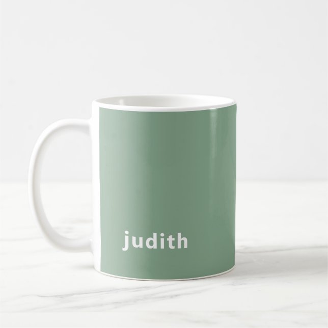 De Café Caneca Verde Sage Nome Personalizado | Minimalista (Esquerda)