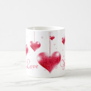 De Café Caneca vermelha do dia dos namorados dos coraçõe