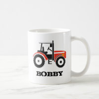 Caneca vermelha do trator com nome