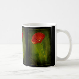 De Café Caneca vermelha do vintagestyle da papoila