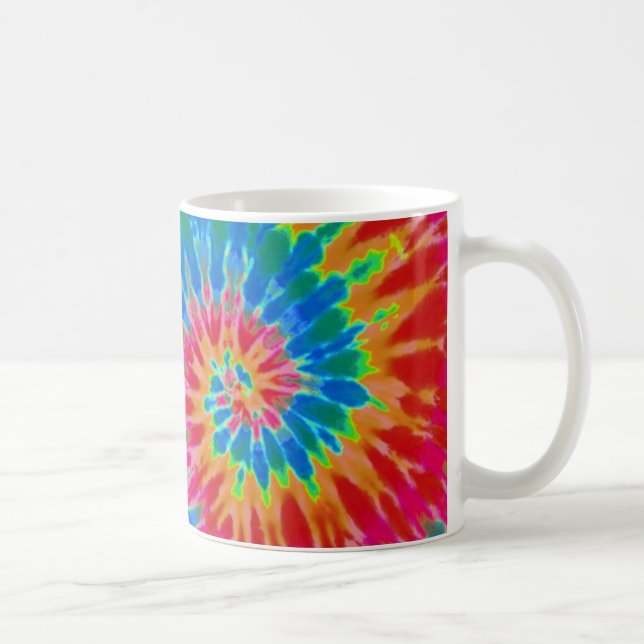 De Café Caneca vermelha e azul da tintura do laço da (Direita)
