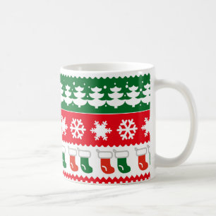 De Café Caneca vermelha & verde do costume do teste padrã