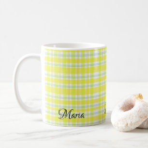 De Café Caneca Xadrez Amarela
