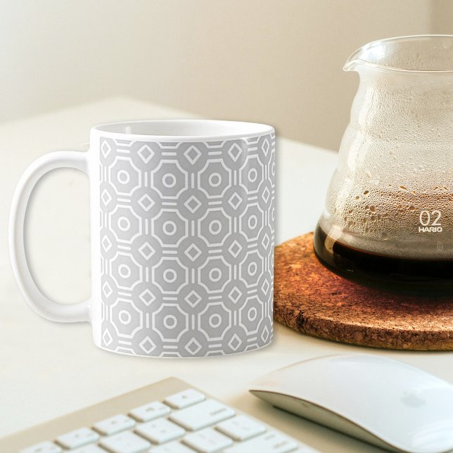 De Café Caneca Xadrez Octogonal Cinza (Criador carregado)