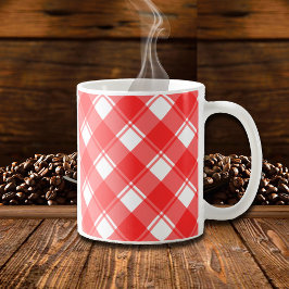 De Café Caneca Xadrez Retro Vermelha e Branca