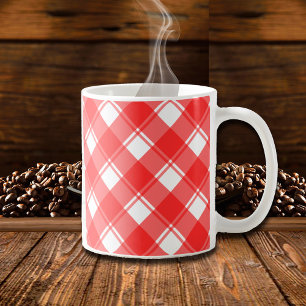 De Café Caneca Xadrez Retro Vermelha e Branca