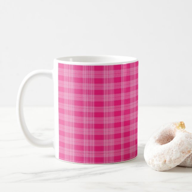 De Café Caneca Xadrez Rosa (Com Donut)