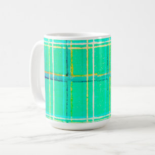 De Café Caneca Xadrez Verde Água Padrão Vintage