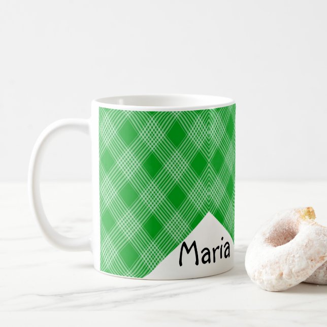 De Café Caneca Xadrez Verde e Branco (Com Donut)