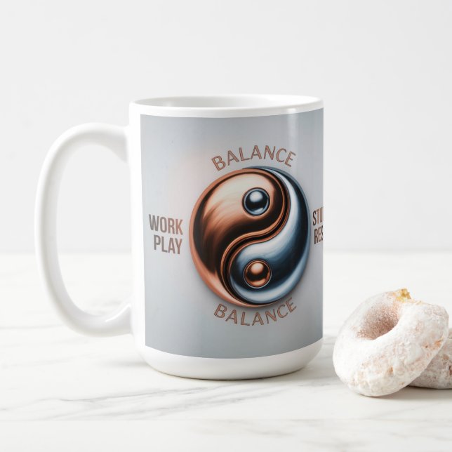 De Café Caneca Yin Yang Equilíbrio Trabalho Lazer Estudo D (Com Donut)