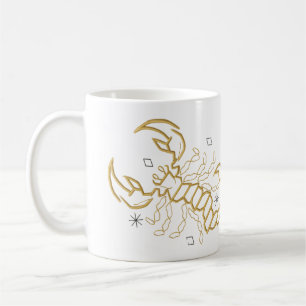 De Café Caneca Zodiacal Escorpião Dourado - Prepare ousado