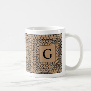 De Café CANTO TRICÔ TAN Caneca Branca + Inicial