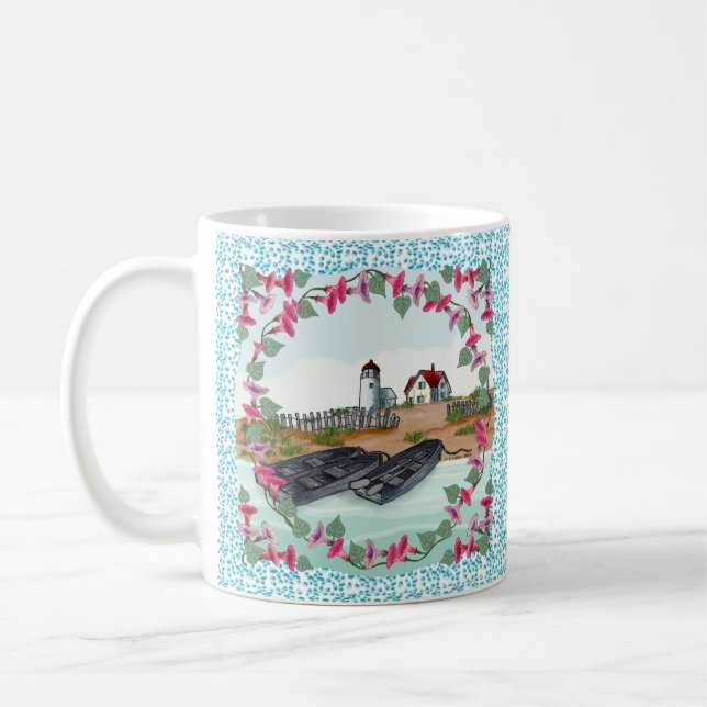 De Café Cape Neddick Maine Lighthouse caneca (Esquerda)