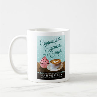 De Café Cappuccinos, cupcakes, e uma caneca do cadáver