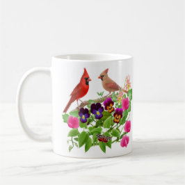 De Café Cardeais na caneca do jardim