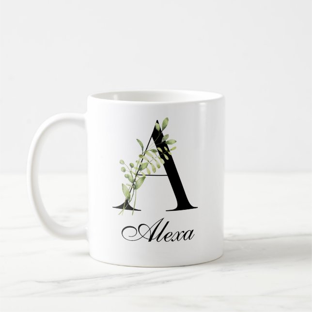 De Café Carta Botânica A | Caneca Personalizada Elegante (Esquerda)