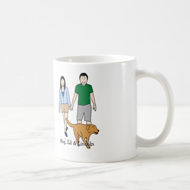 De Café Casal e cão personalizados da caneca dos desenhos (Direita)