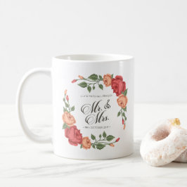 De Café Casal Elegante Floral Sr & Sra Casamento | Caneca