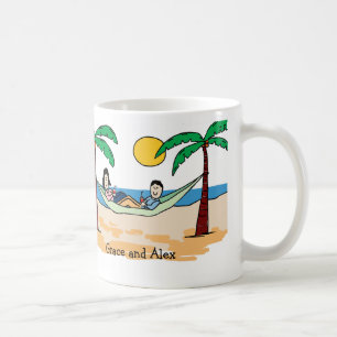 De Café Casal na caneca personalizada férias dos desenhos