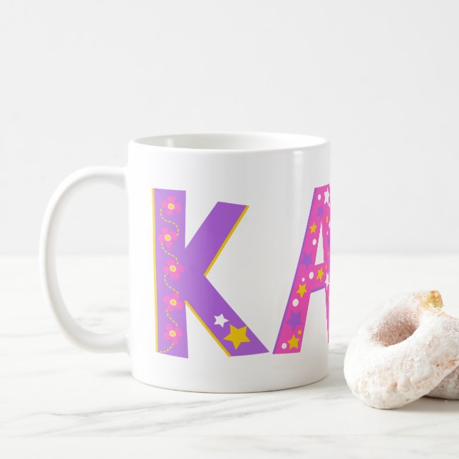 De Café Catarina decorativa flores e caneca estelar (Com Donut)