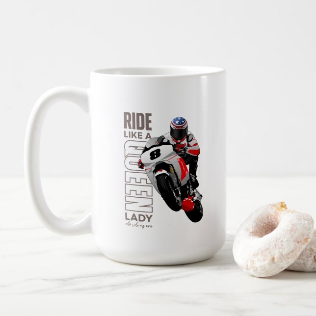 De Café Cavalgue Como uma Rainha | Caneca Clássica 15# (Com Donut)