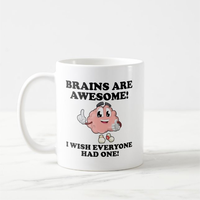 De Café Cérebros São Incríveis Caneca Divertida (Esquerda)