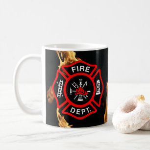 De Café Chamas do departamento dos bombeiros da caneca  