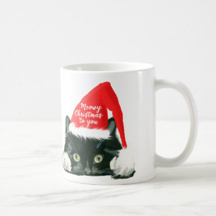 De Café chapéu meowy do papai noel da caneca do gato do