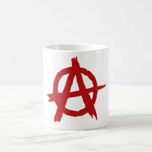 De Café Círculo vermelho da anarquia uma caneca branca