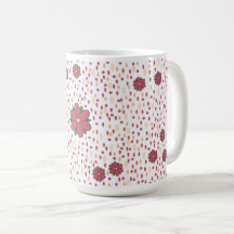 Cor-de-rosa rosa e caneca floral vermelha