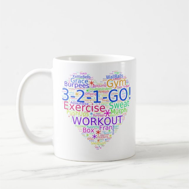 De Café Coração do exercício - caneca Crossfit-Inspirada (Esquerda)