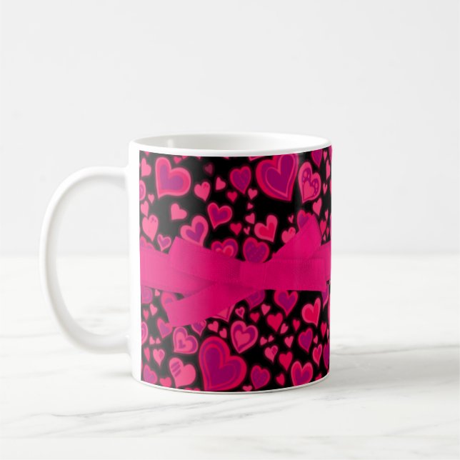 De Café Corações, caneca preta rosa vermelha (Esquerda)