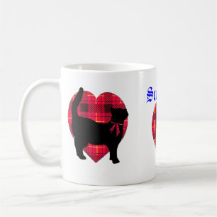 De Café Corações do Tartan & caneca afortunada do gato