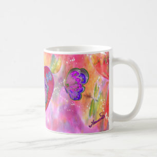 De Café Corações e caneca das borboletas