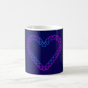 De Café Corações rosa e ciano em caneca