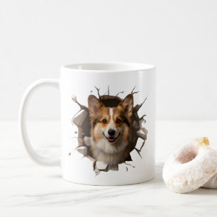 De Café Corgi Fofo em uma Caneca Rachada - presente para a