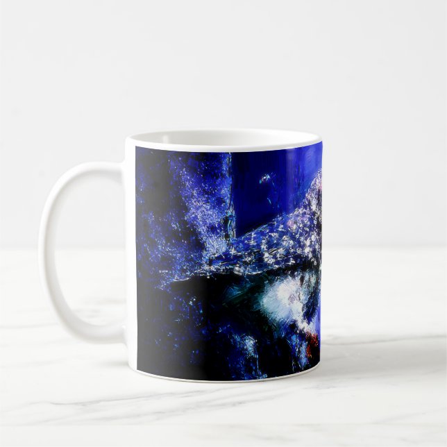 De Café Coruja Na Caneca Azul (Esquerda)