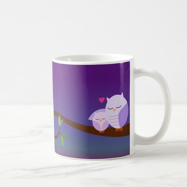 De Café Corujas sonolentos caneca personalizada (Direita)