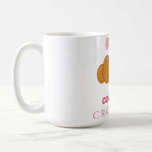 De Café Croissant Coquette Croissant Laço Rosa Caneca