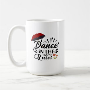 De Café Dança Na Caneca Da Chuva