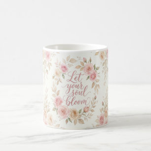 De Café Deixe Sua Alma Florescer Caneca Floral – Aquarela